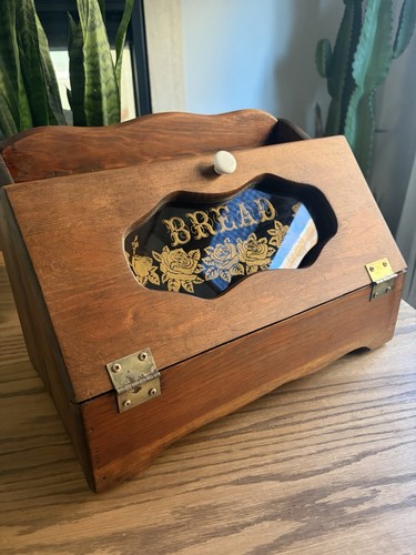 Vintage wood bread box - wood,