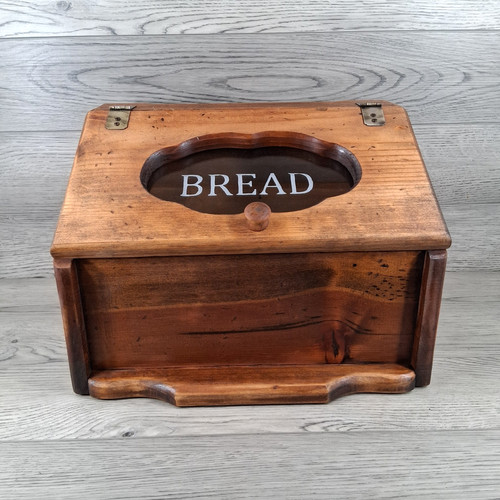 Vintage wood bread storage box - wood,