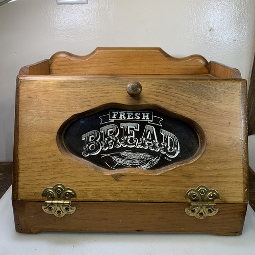 Vintage wood bread box - vintage,