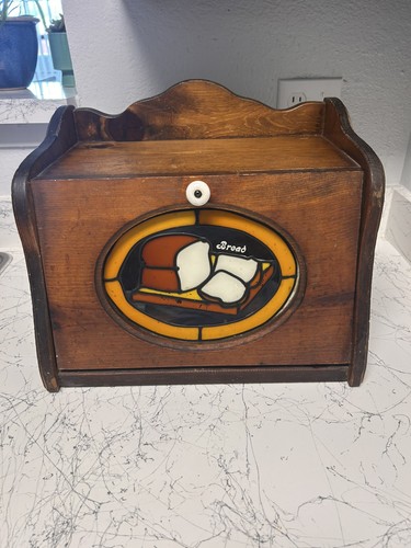 Vtg wooden wood bread - bread, w/