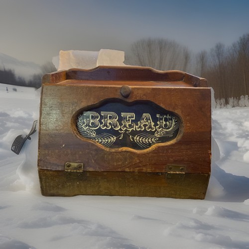 Vintage 1984 wooden bread - bread, box