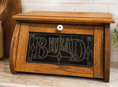Vtg cornwall oak bread box - cornwall,