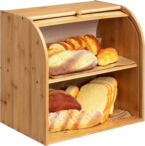 Bamboo bread bin with - bin, rolling