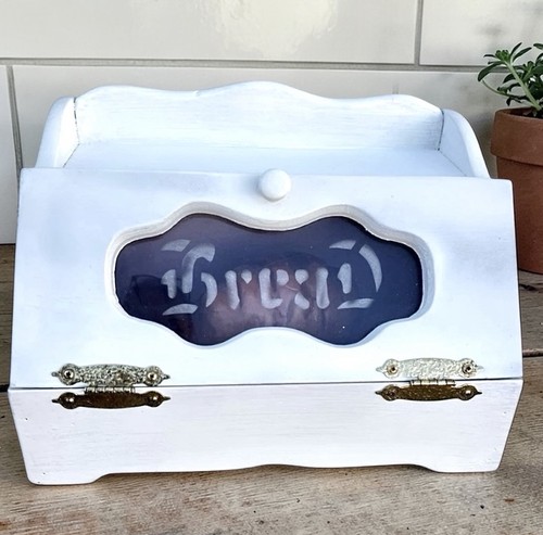 White wood bread box - wood, window