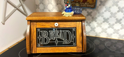 Oak wood glass bread - bread, bin