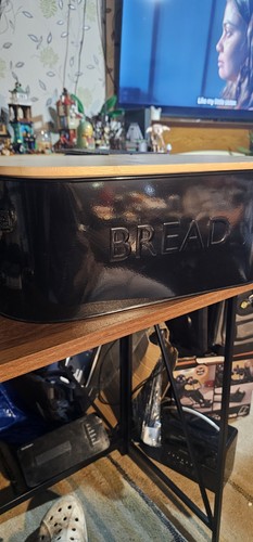 Bread bin large - bread, black