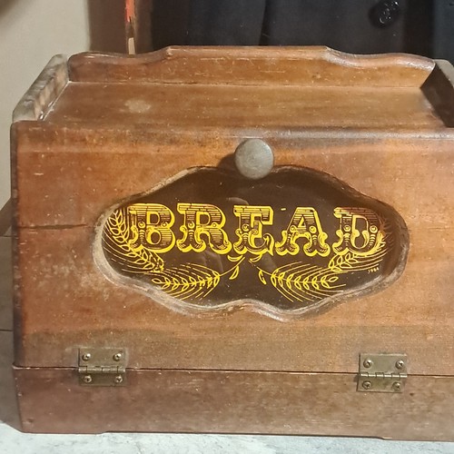 Vintage 1980s wooden bread box - vintage,