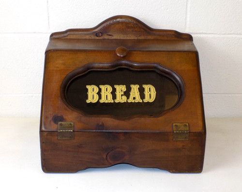 Vintage wooden bread box glass - vintage,