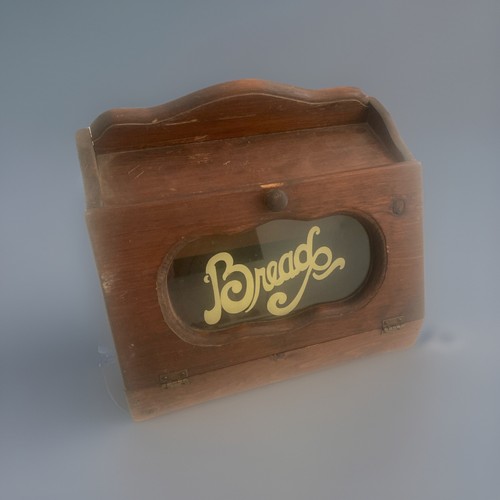 Wood bread box black glass - wood,