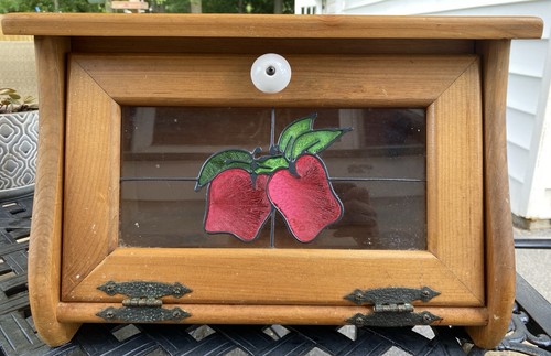 Vintage stained glass apples - vintage,