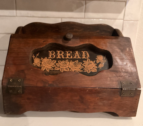 Vintage oak bread box with - oak,