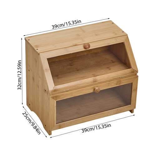 Bamboo bread box with clear - bread,