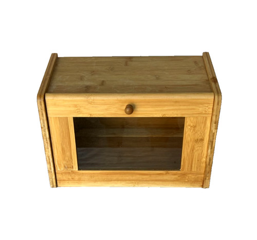 Vintage wooden bread box - bread, glass